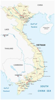 Vietnam Sosyalist Cumhuriyeti yol vektör Haritası