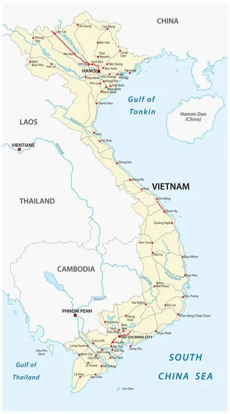Socialistische Republiek Vietnam Vector Routekaart — Stockvector
