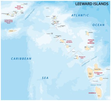 Leeward Adaları, Karayip Adası grup Haritası