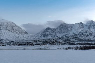 Görünüm Lyngen Alps, Lyngen, Tromsoe, Norveç