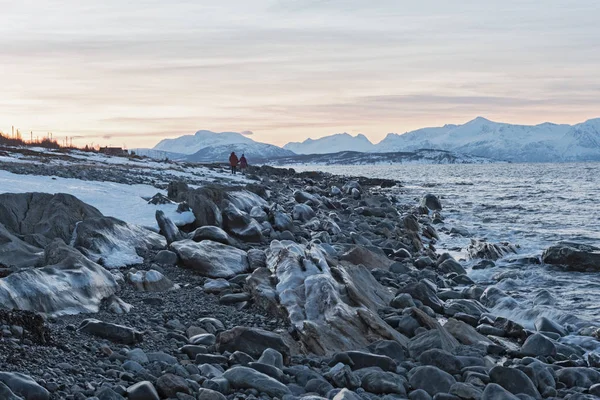 Veduta Dell Ullsfjorden Delle Alpi Lyngen Lyngen Tromsoe Norvegia — Foto Stock