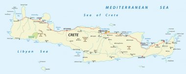 Yunan Akdeniz vektör sokak haritası Girit Adası
