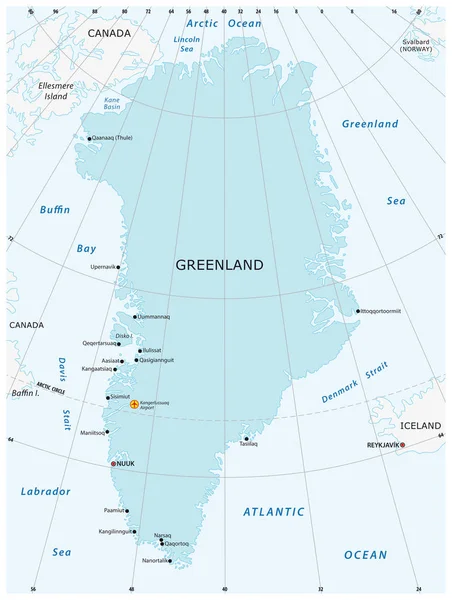 Mapa Vectorial Del Estado Autónomo Groenlandia — Vector de stock