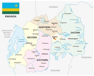 Ruanda idari ve siyasi vektör harita bayrak ile