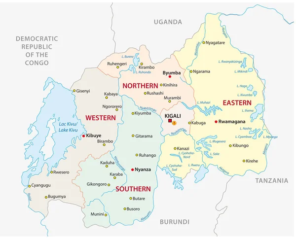 Ruanda Idari Siyasi Vektör Harita — Stok Vektör