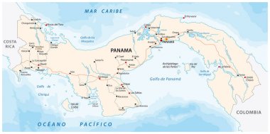 Panama Cumhuriyeti yol vektör Haritası