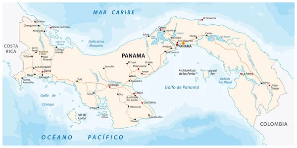 Repubblica Panama Road Vector Map — Vettoriale Stock