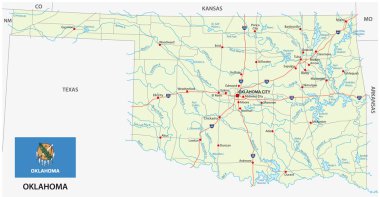 Oklahoma yol vektör harita bayrak ile