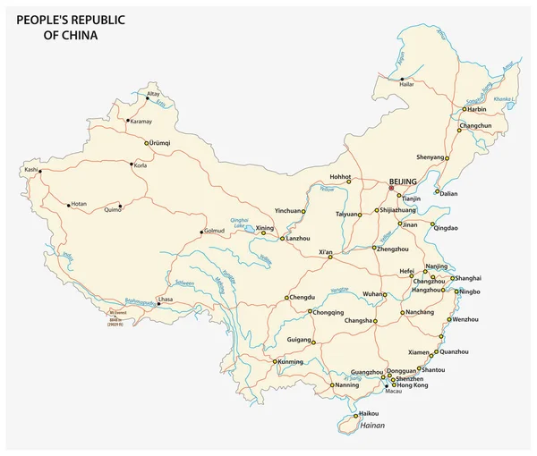 República Popular China Road Vector Map —  Vetores de Stock