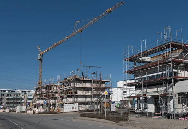 Frankfurt Nad Mohanem Německo Únor 2018 Staveniště Několika Obytných Budov — Stock fotografie