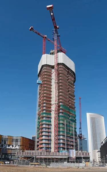 Frankfurt Duitsland Februari 2018 Wolkenkrabber Bouwplaats Frankfurt Main Het Beursterrein — Stockfoto