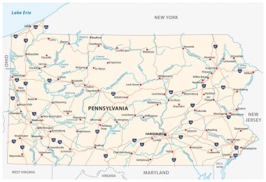 Pennsylvania yol vektör Haritası