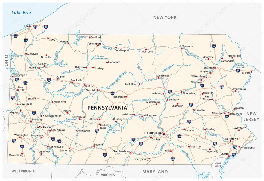 pennsylvania road vector map