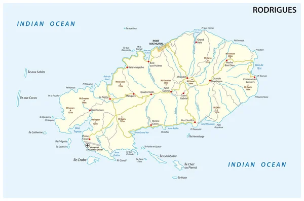 Rodrigues Island Mapa Wektor — Wektor stockowy