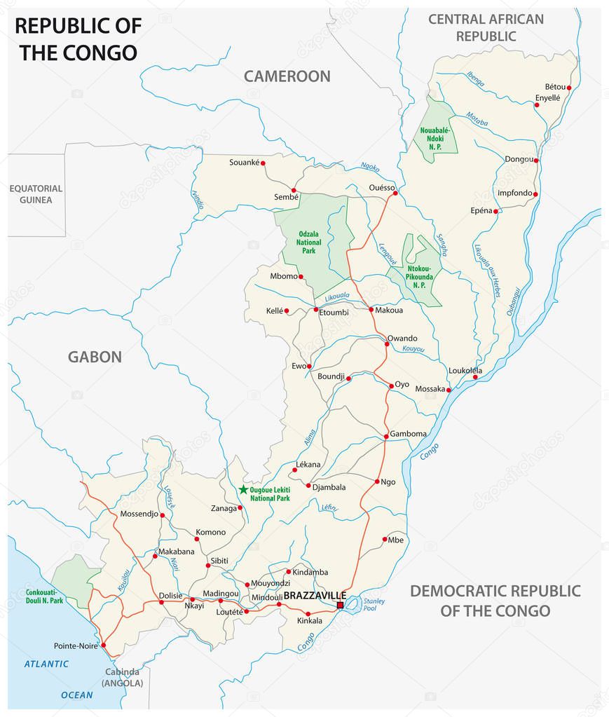 Republic of the congo road vector map