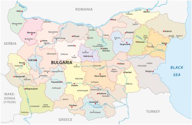 Büyük şehirler ve nehirler ile Bulgaristan vektör harita