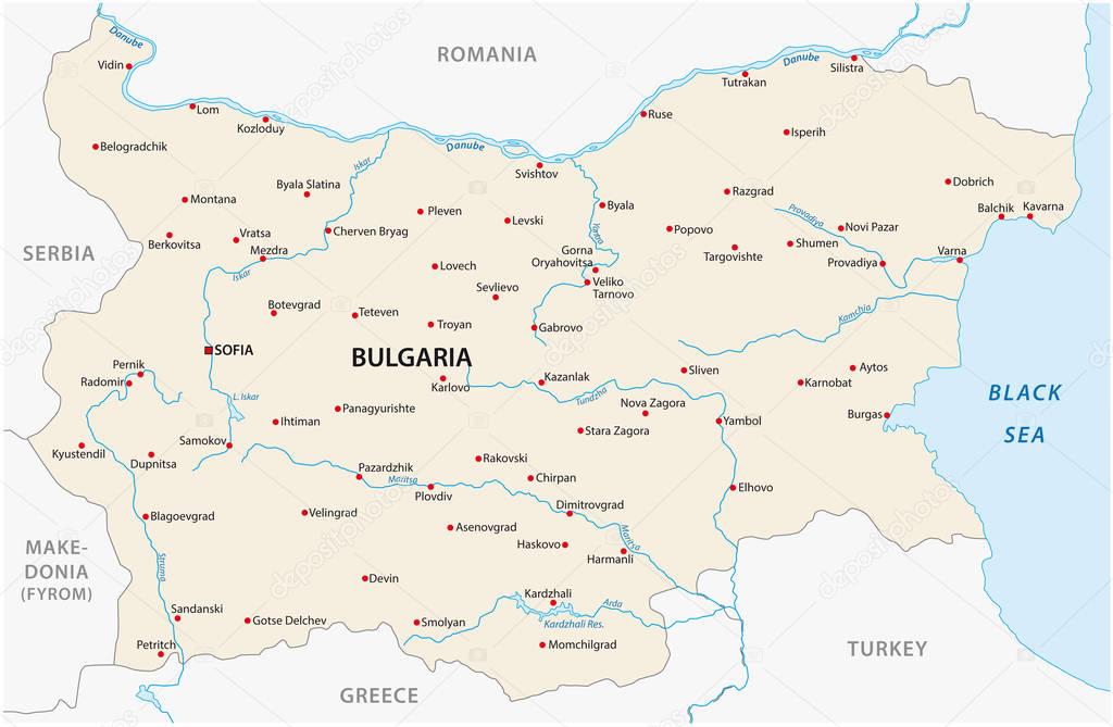Bulgaria vector map with major cities and rivers