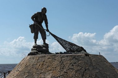 Chetumal, Meksika-Mart 09, 2018: Anıt balıkçı Chetumal, Mexico City