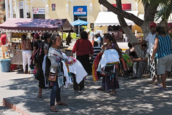 Merida Meksyk Marzec 2018 Stoisk Festiwal Teatrów Ulicznych Plaza Independencia — Zdjęcie stockowe