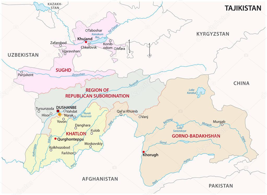 tajikistan administrative and political vector map
