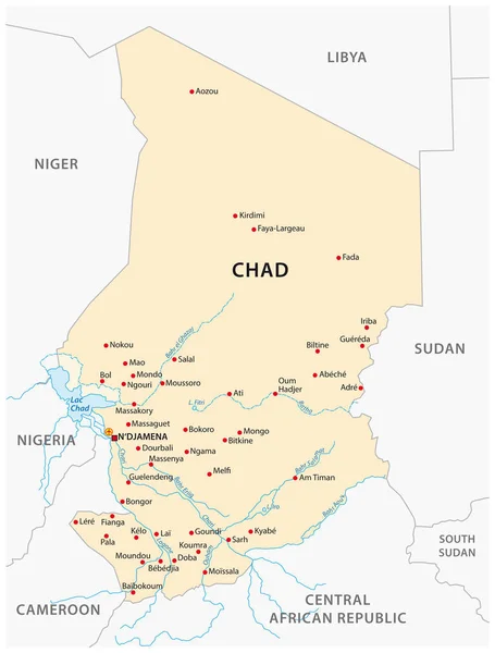 Republiken Tchad Vektor Karta Afrika — Stock vektor