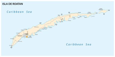 roatan Adası yol vektör harita, honduras