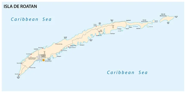 Mapas Vetor Estradas Ilha Roatan Honduras — Vetor de Stock