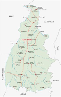 road vector map of the brazilian state tocantins clipart