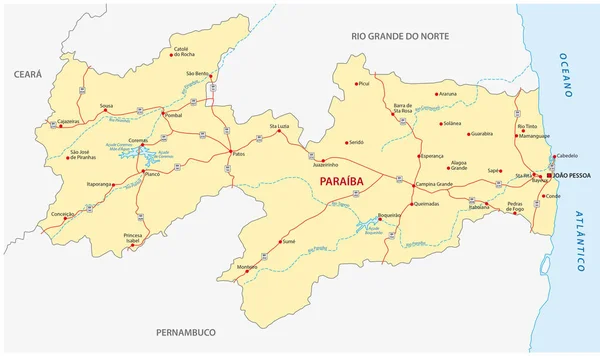 Mappa Vettoriale Dello Stato Brasiliano Paraiba — Vettoriale Stock