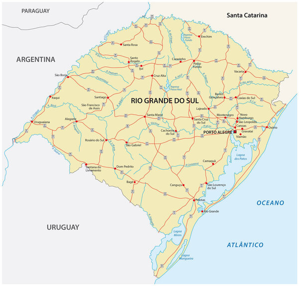 дорожная векторная карта бразильского штата Рио Гранде до Сул
