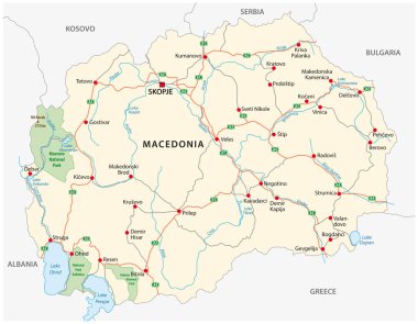 Makedonya yol ve Milli Parkı vektör harita