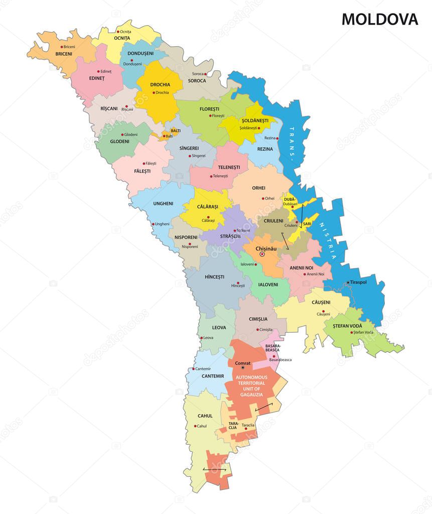 moldova administrative and political vector map