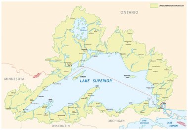lake superior drainage basin vector map clipart