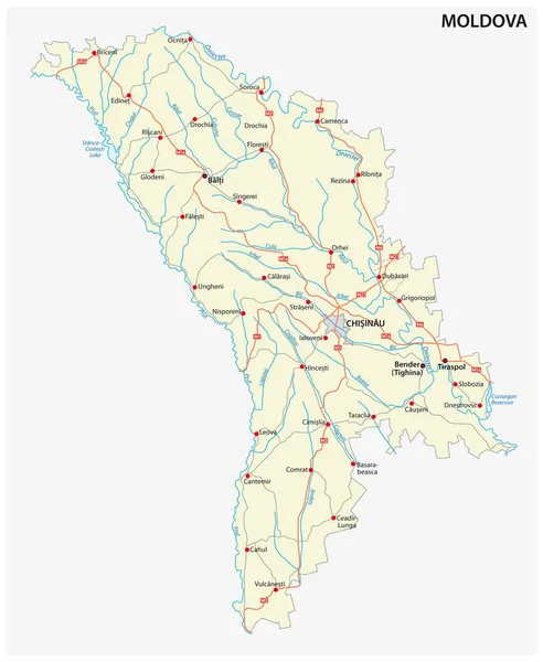 Mapa Vector Carretera Moldavia — Archivo Imágenes Vectoriales