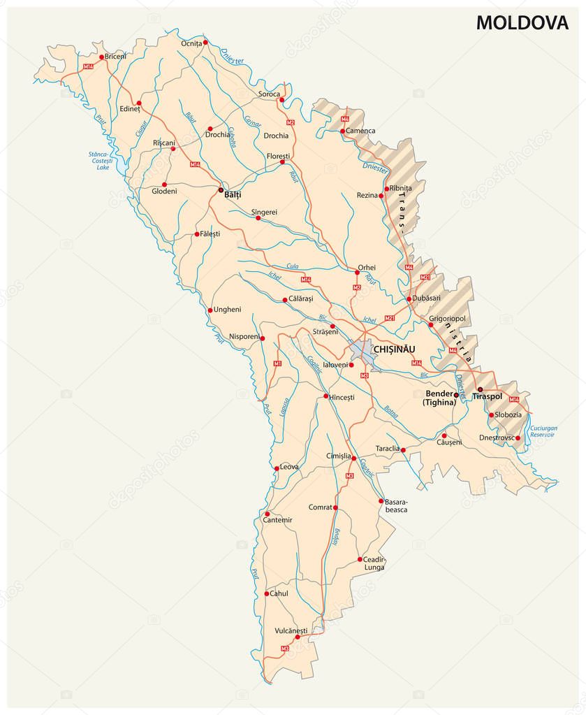 moldova-transnistria road vector map