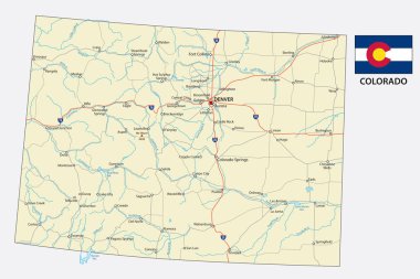 Colorado yol vektör harita bayrak ile