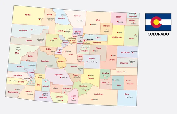 コロラド州に行政や政治のベクトル地図 — ストックベクタ
