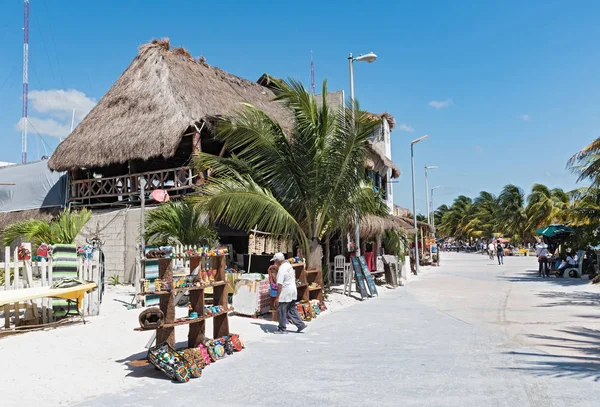 Mahahual México Marzo 2018 Playa Con Tiendas Souvenirs Mahahual Quintana —  Fotos de Stock