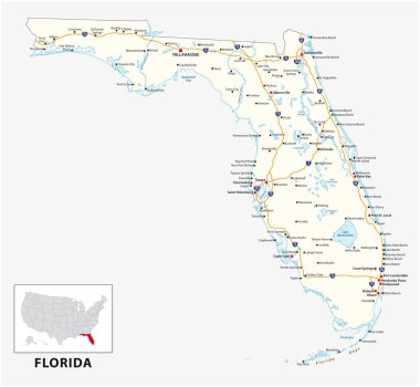Amerika 'nın Florida eyaletinin yol haritası.
