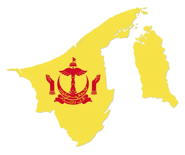 Mapa simple de estado asiático brunei darussalam con escudo de armas — Archivo Imágenes Vectoriales