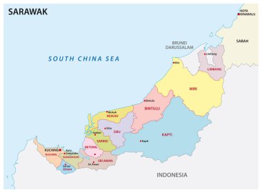 Sarawak Bölümü 'nün idari ve politik haritası
