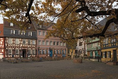 Frankfurt 'ta sonbahar Almanya' sında tarihi schlossplatz