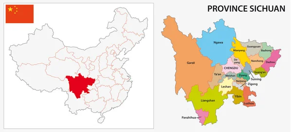 Sichuan provincia mapa administrativo — Archivo Imágenes Vectoriales