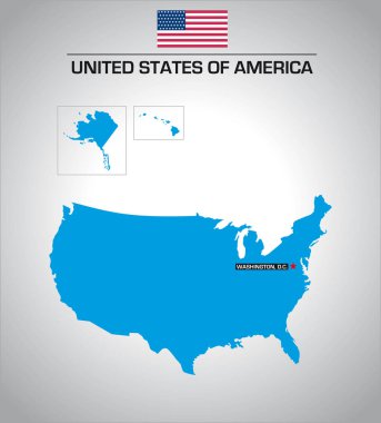 Amerika Birleşik Devletleri 'nin bayraklı basit ana hat haritası