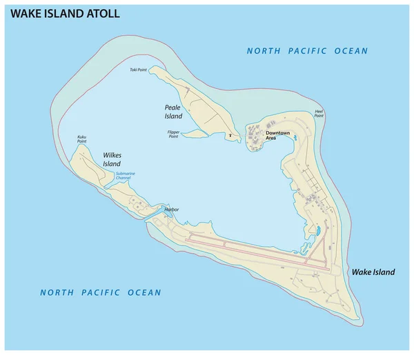 Térkép a Wake Island Atoll egy szervezetlen terület az Egyesült Államok — Stock Vector