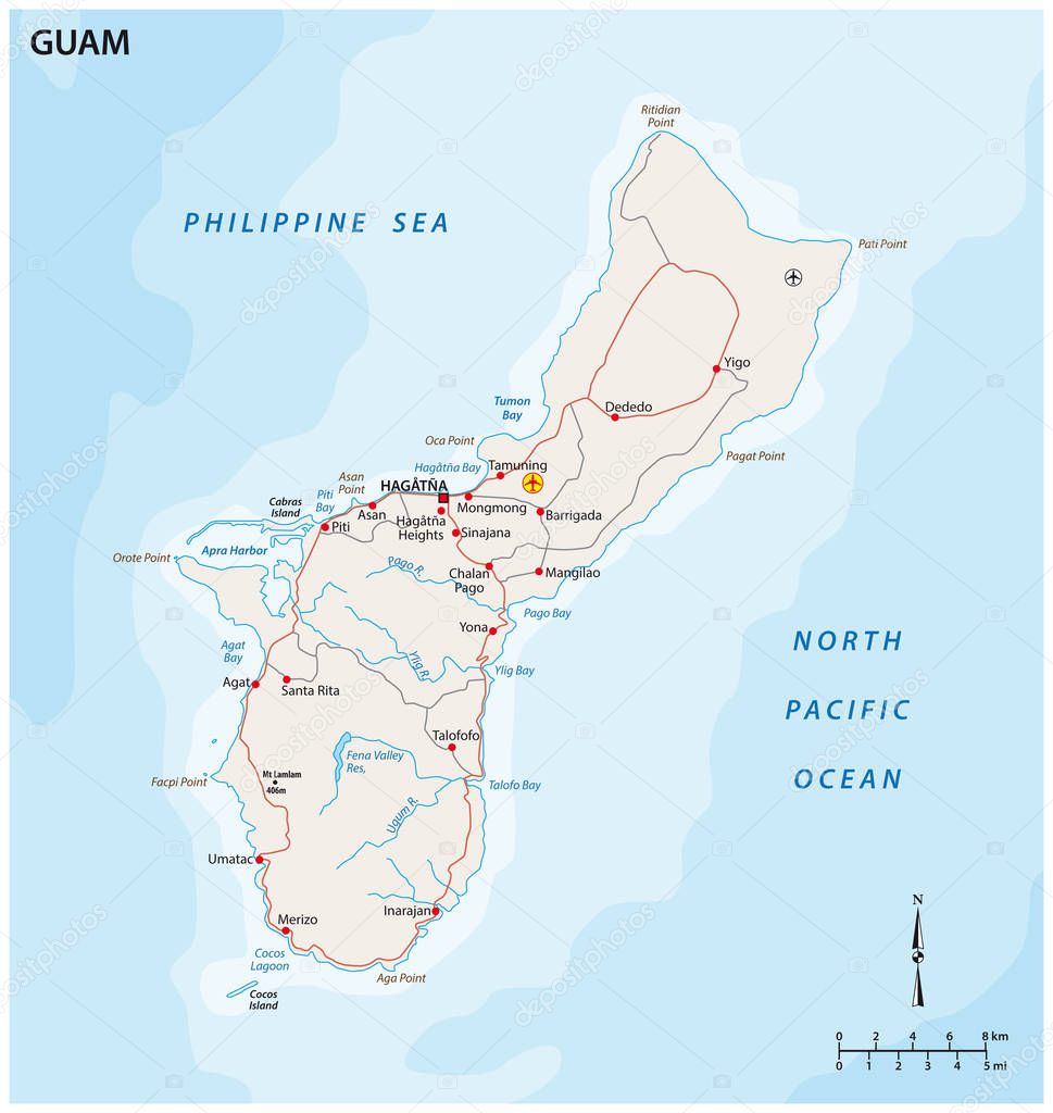 Map of Guam a non incorporated territory of the United States