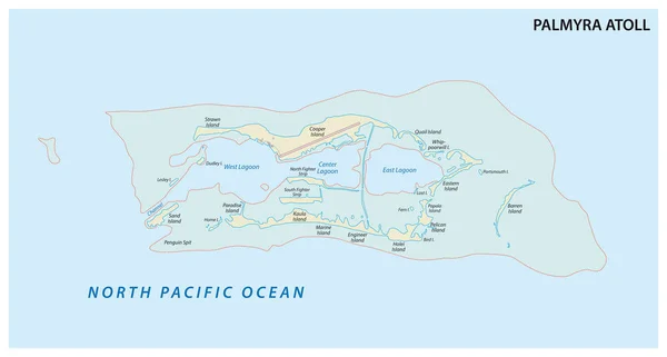 Mappa dell'atollo di Palmira un territorio non organizzato degli Stati Uniti — Vettoriale Stock