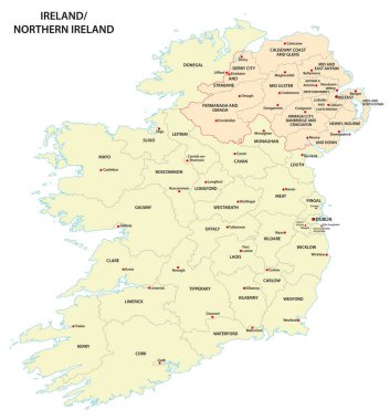 administrative map of Ireland and Northern Ireland clipart