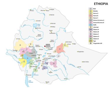 Etiyopya 'nın büyüyen kahve bölgelerinin haritası