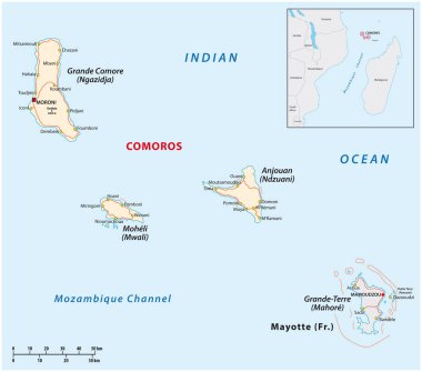 Comoros ve Mayotte Birliği Haritası